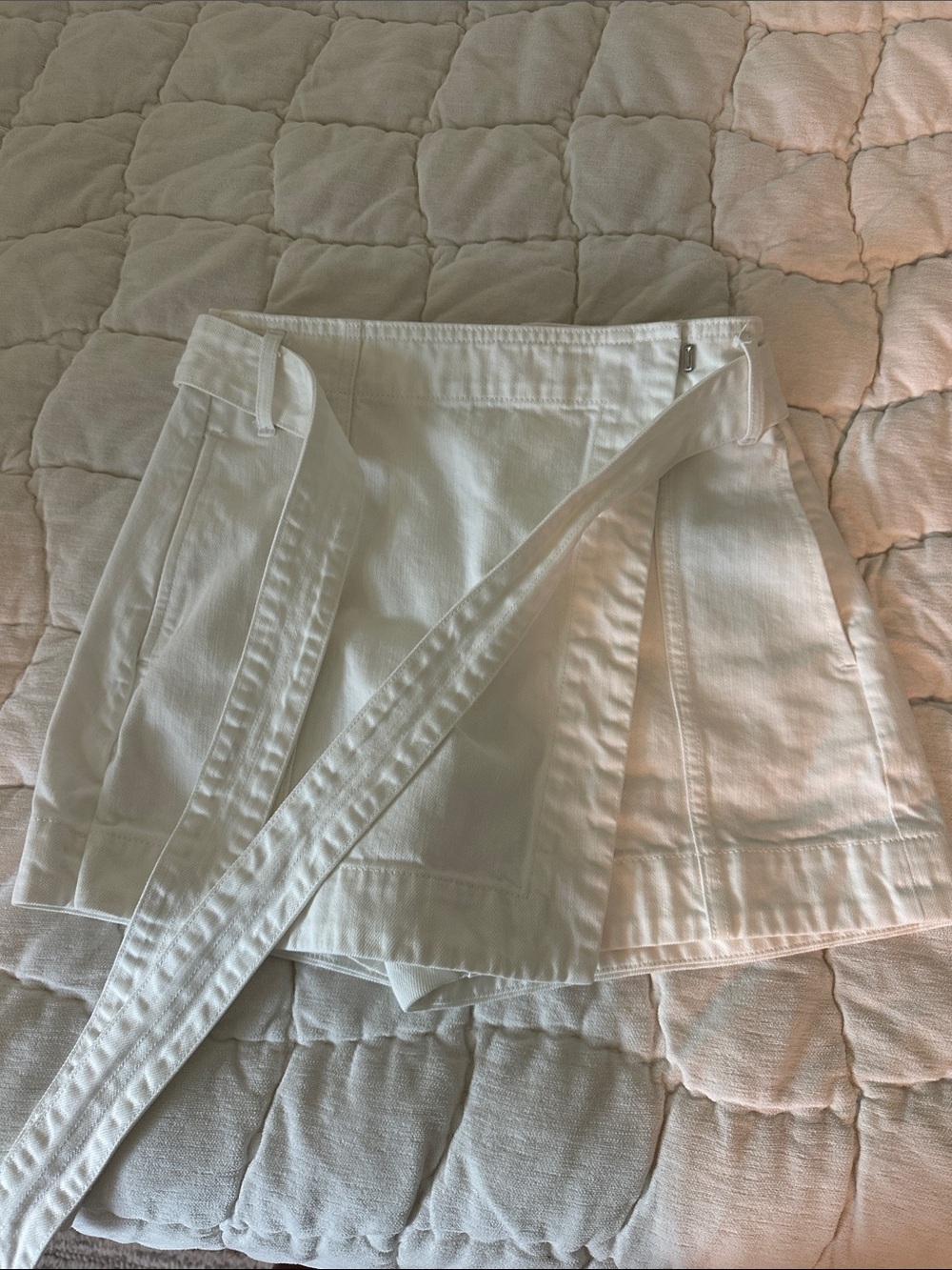 Veronica Beard - White Denim Wrap Skort with Belt Detail